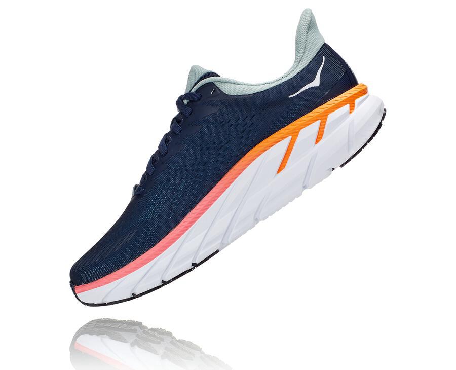 Tenis Hoka One One Mujer Azul Marino/Blancos - Clifton 7 - MJRN07521